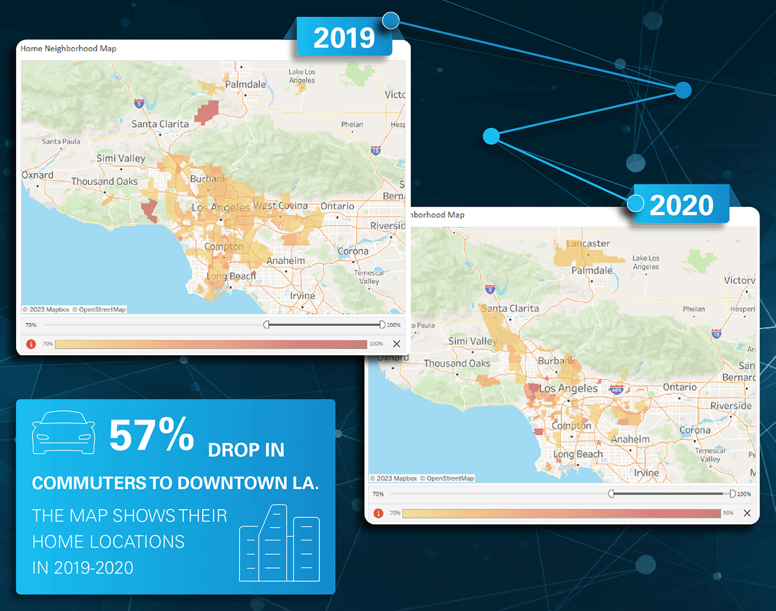 Visualize commuting patterns to Downtown LA