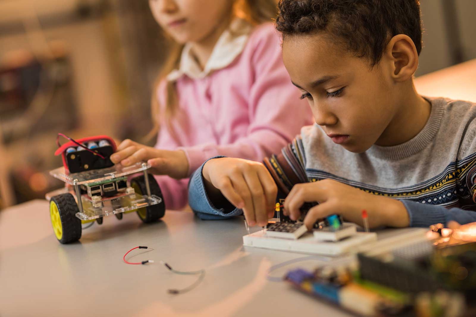 Children learning about robotics