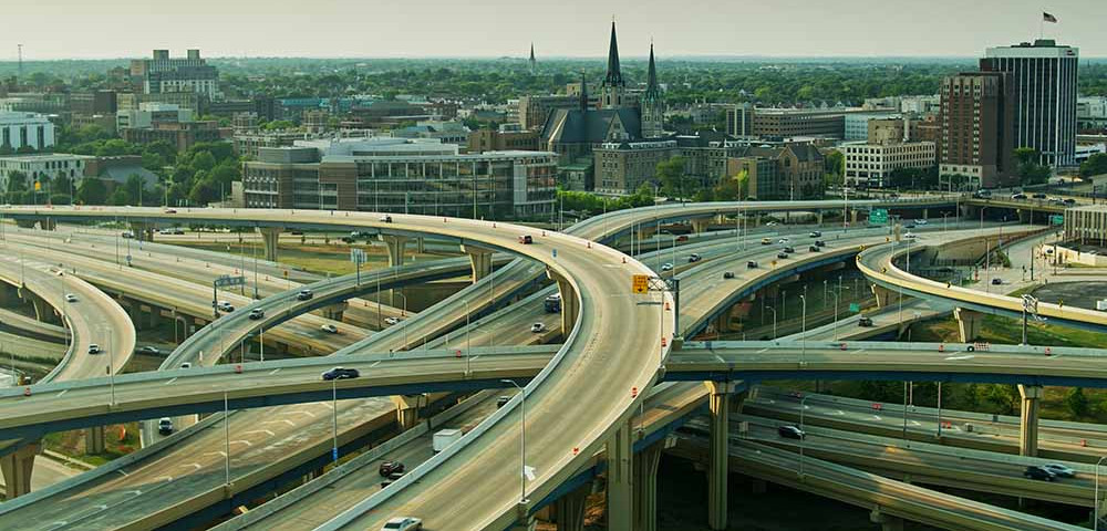 overlapping highway in Milwaukee, WI