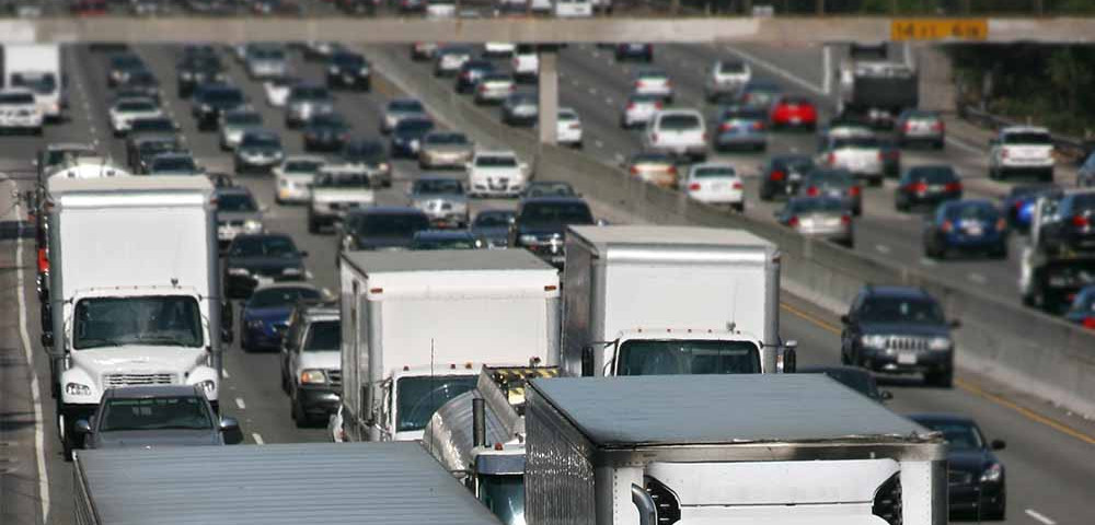 Truck congestion on LA freeway